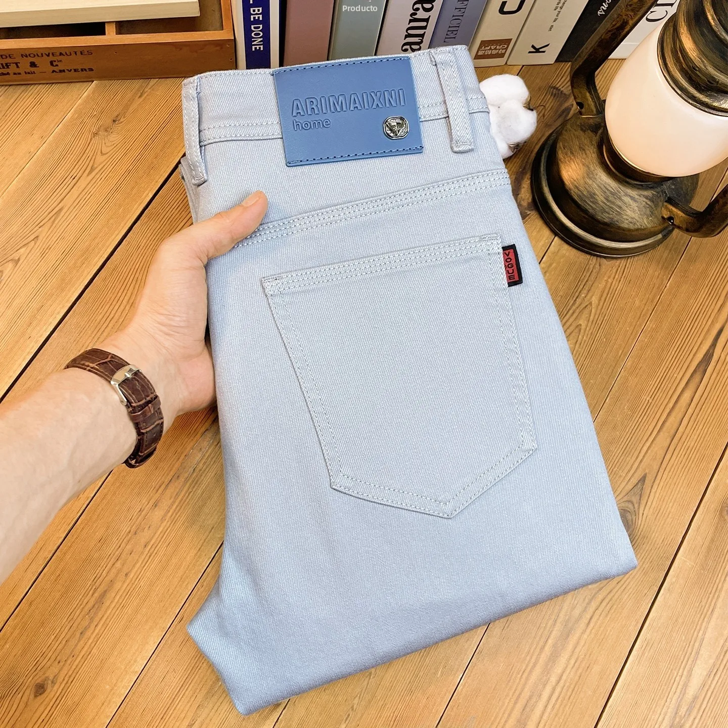 Jeans de Hombre Azul Champán, Corte Slim Fit, Verano, Delgados, Casuales, Versátiles, de Alta Gama, Ligeros, de Lujo, Levis, ...