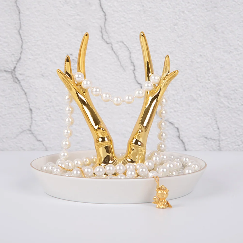 1Pcs Antler Jewelry Tray Ceramic Durable Hanging Rack Ring Holder Organizer for Jewelry Storage Display Antler Display Rack