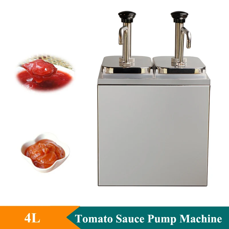 Commercial Stainless Steel Sauce Container Machine 2L Sauce Dispenser Pump Machine Double Head Topping Condiment Dispenser