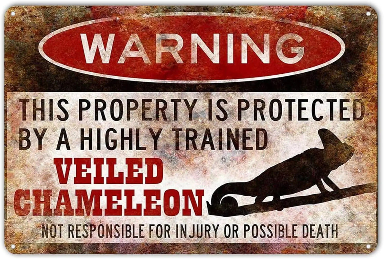Veiled Chameleon Sign, Funny Metal Signs, Chameleon Gift, Chameleon Accessories, Lizard Warning Sign Tin Metal Sign
