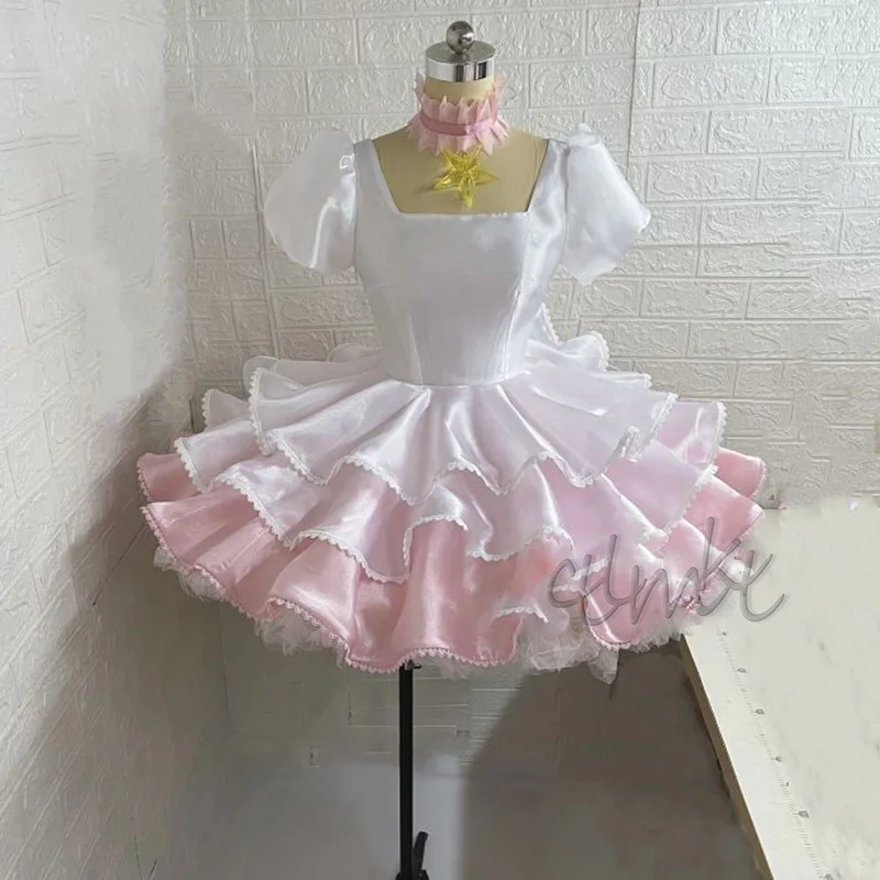 

Kinomoto Sakura Cardcaptor Косплей Костюм Розовая Лолита Короткая Юбка Женское Платье Униформа Аксессуары Комплект Костюмов Наряды