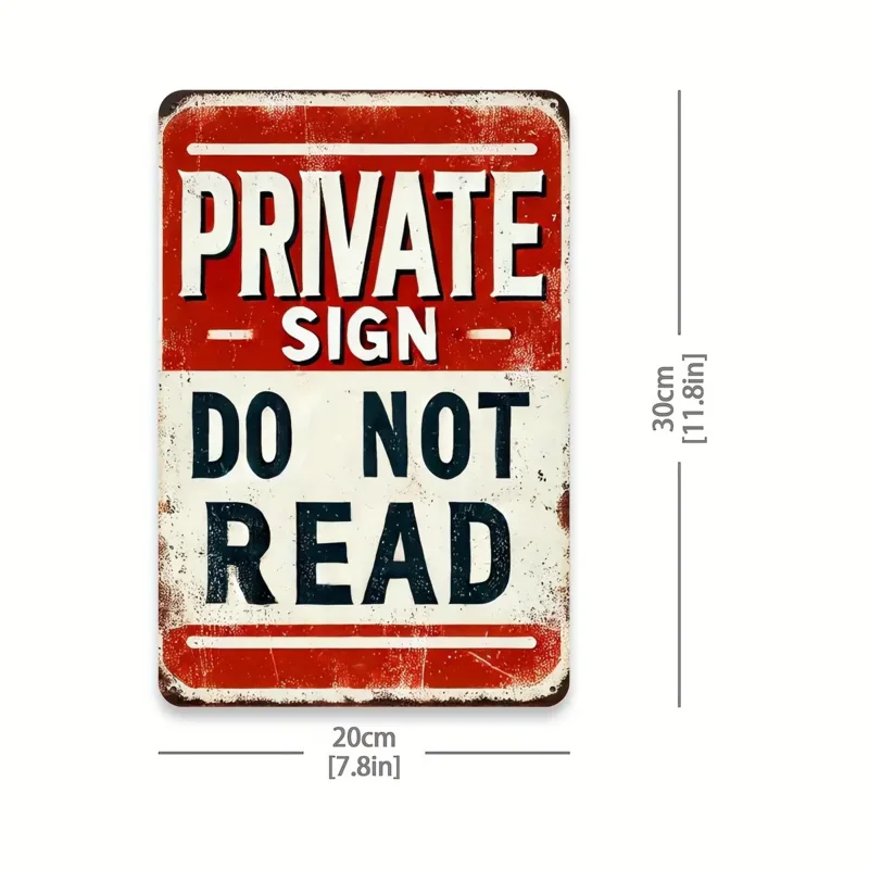 قطعة واحدة من لوحات فنية جدارية معدنية من الألومنيوم 2DVintage - لا تقراءة - لا تقراءة" مقاس 8 × 12 بوصة - مثالية لديكور المرآب والغرفة والشارع