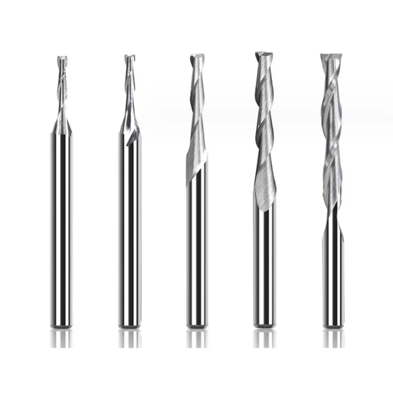 10pcs 2 Flute Flat Up Cut End Mill 3.175mm（1/8） Shank，Carbide CNC Router Engraving Bit  Spiral Router Bit for Wood