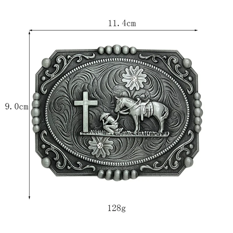 Lead the horse prayer cross belt buckle Western ethnic style