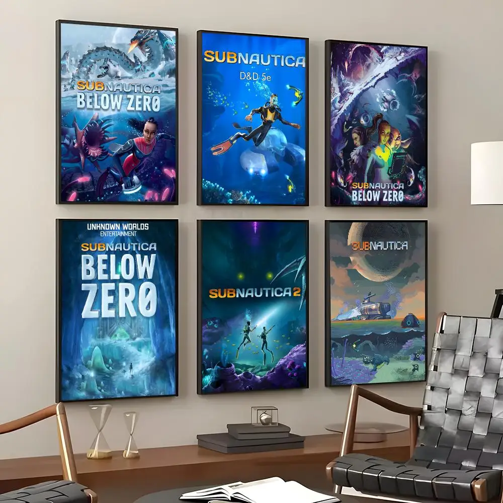 Game Subnautica Poster Self-Adhesive Waterproof Wall Stickers Coffee Bar Home Wall Decor