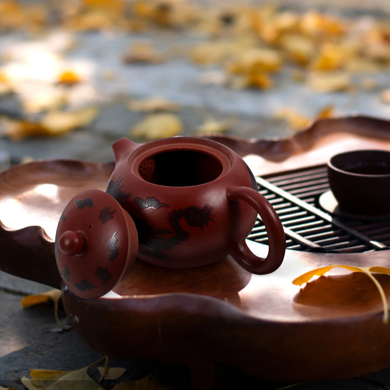 

Vintage Purple Clay Teapot Chameleon Phoenix Design Ergonomic Handle Practical Decorative Home Tea Shop Use Clay Teapot