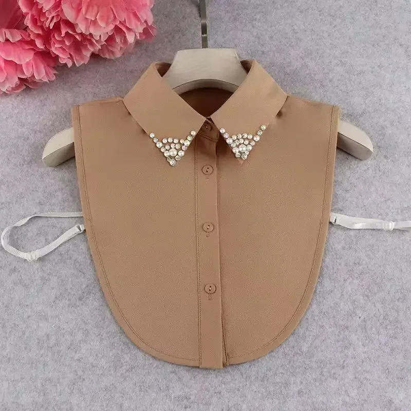 Kerah palsu warna-warni 42 gaya, untuk kemeja, kerah dapat dilepas, blus kerah Solid, Atasan Pria wanita, pakaian atasan anak perempuan putih