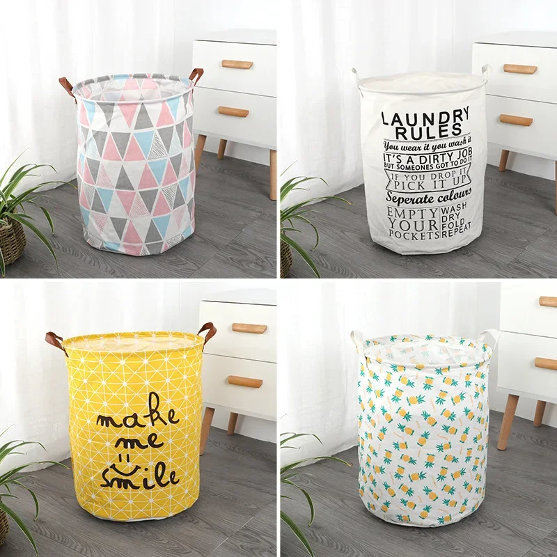 Large Capacity Fabric Laundry Basket Folding Waterproof Clothes Storage Basket Home Children Toy Sundries Storage Bag Organizer