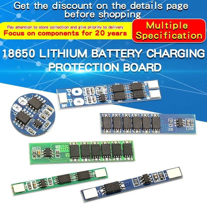 Single String 18650 Lithium Battery Protection Board 3A Current 3.2/3.7V Can Prevent Overcharge, Overcurrent and Short Circuit