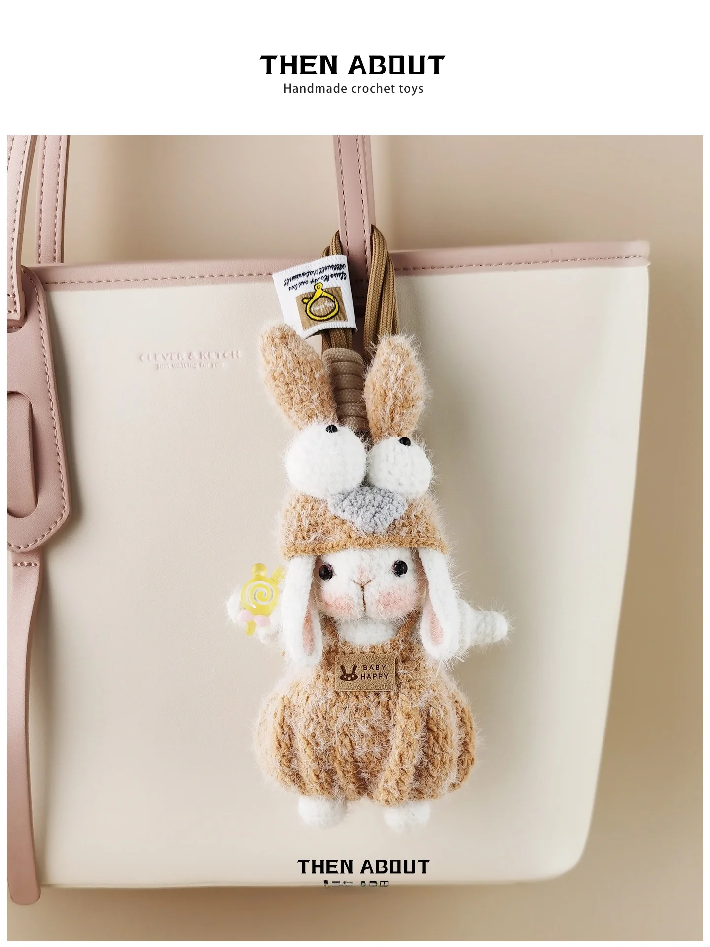 Cute Sugar Rabbit Keychain Bag Charm Backpack Pendant School Bag Accessory Eye-Catching Design Gift Item for All Ages