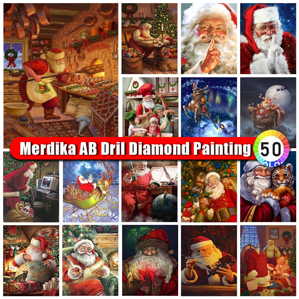 

Merdika Zipper Bag AB Diamond Painting Christmas Santa Claus Kits Diy Diamond Embroidery Picture of Rhinestone 5d Mosaic Gift