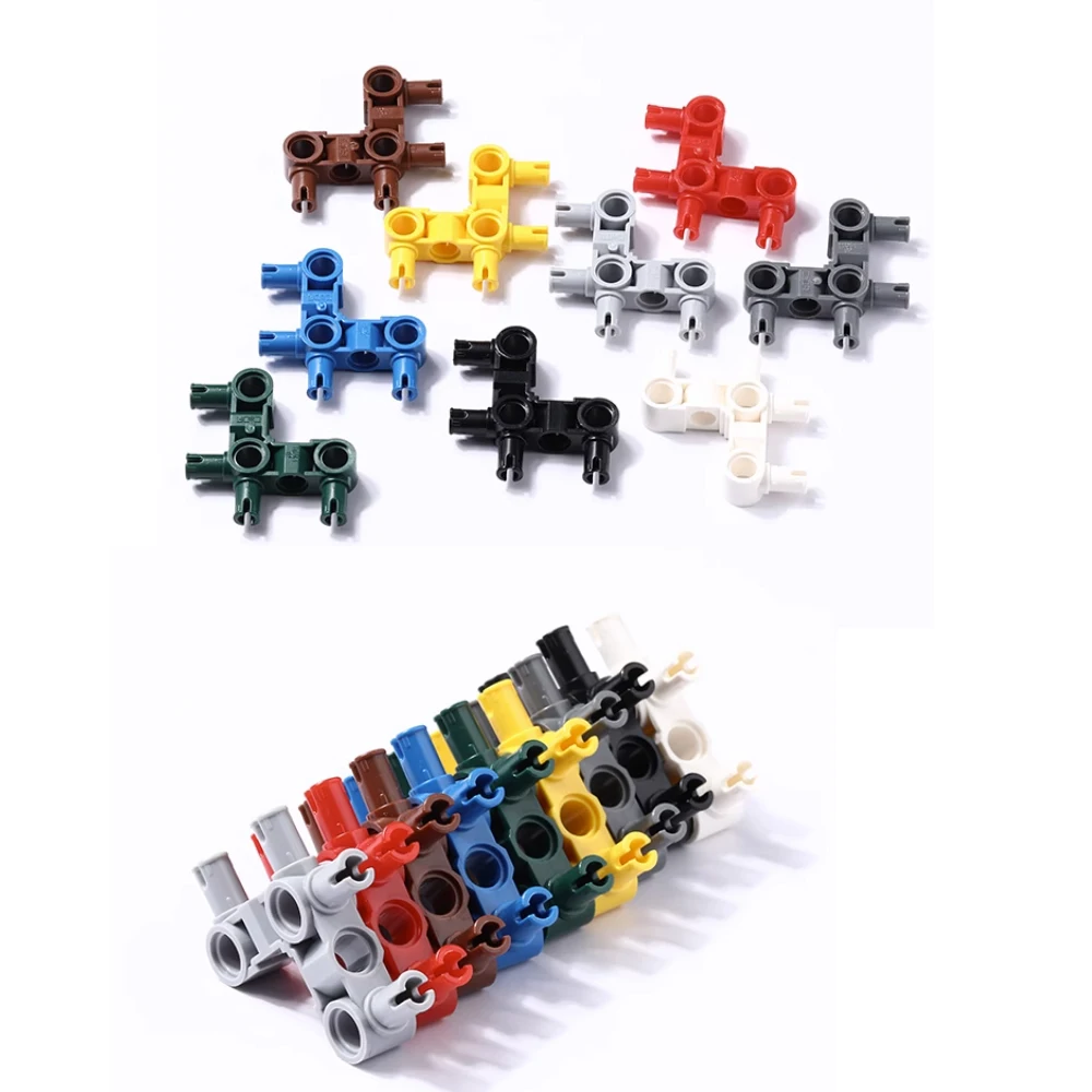 

20Pcs/Lot Technical Pin Connector Hub Perpendicular 3x3 Bent with 4 Pins MOC 49130 55615 Building Blocks Parts DIY Brick Toys