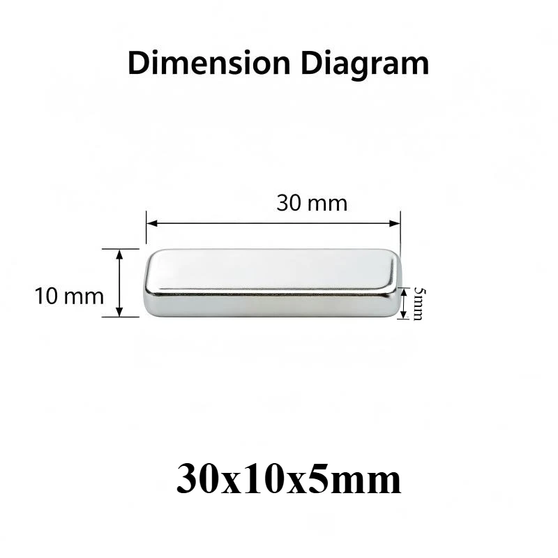 30x10x5mm Square Block Neodymium Magnets Super Strong Permanent Magnets for DIY Craft Model Decoration 30*10*5mm