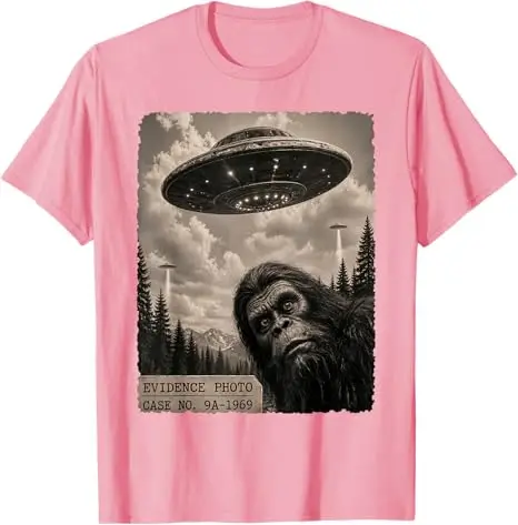 Y2K Jungenmode Lustiges Bigfoot-Grafik-T-Shirt Alien UFO Vintage Beweisfoto T-Shirt Humor UFO Sasquatch Believers Grafik-T-Shirt – Detail 8