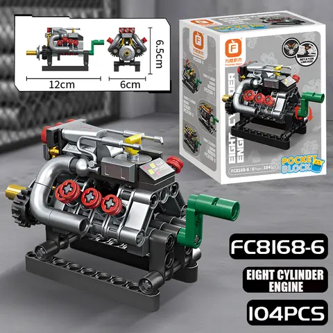 Mini Engine 2/3/4/6/8 Cylinder Turbo Engine Building Blocks Set Educational Toy Bricks Gift for Children Kids Kit