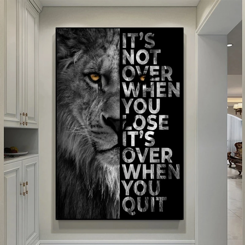 Wild Lion Letter Motivational Quote Art Posters and Prints Canvas Painting Wall Art Picture for Living Room Home Decor No Frame