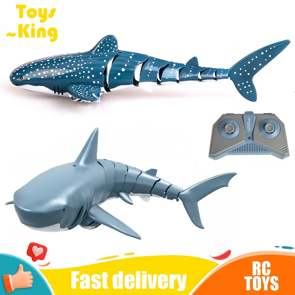 2.4G Simulation Remote Control Animals with Lights Submarine Robots Spray Water Rc Shark Toy Electric Fish Outdoor Kids Toys Boy