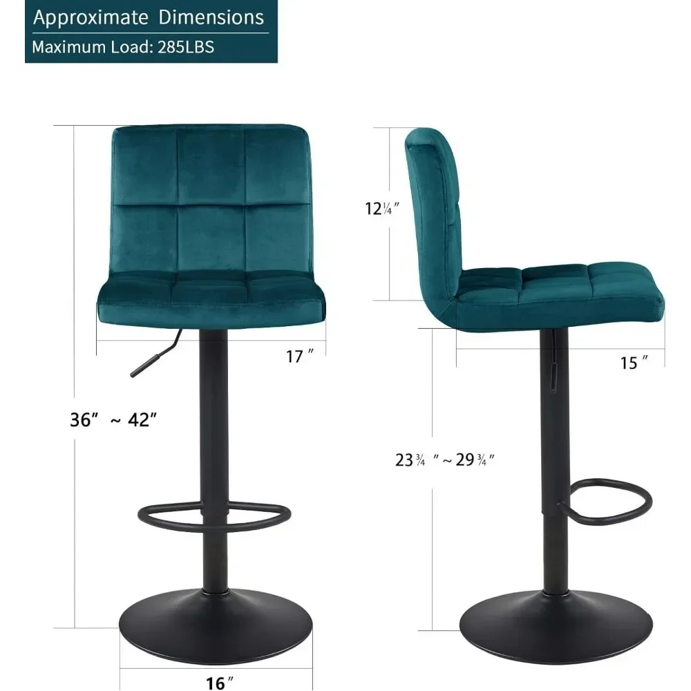 Large Size Bar Chairs Set of 2,Adjustable Barstools Seat Made of Velvet Suitable for Restaurants Kitchens Living Rooms