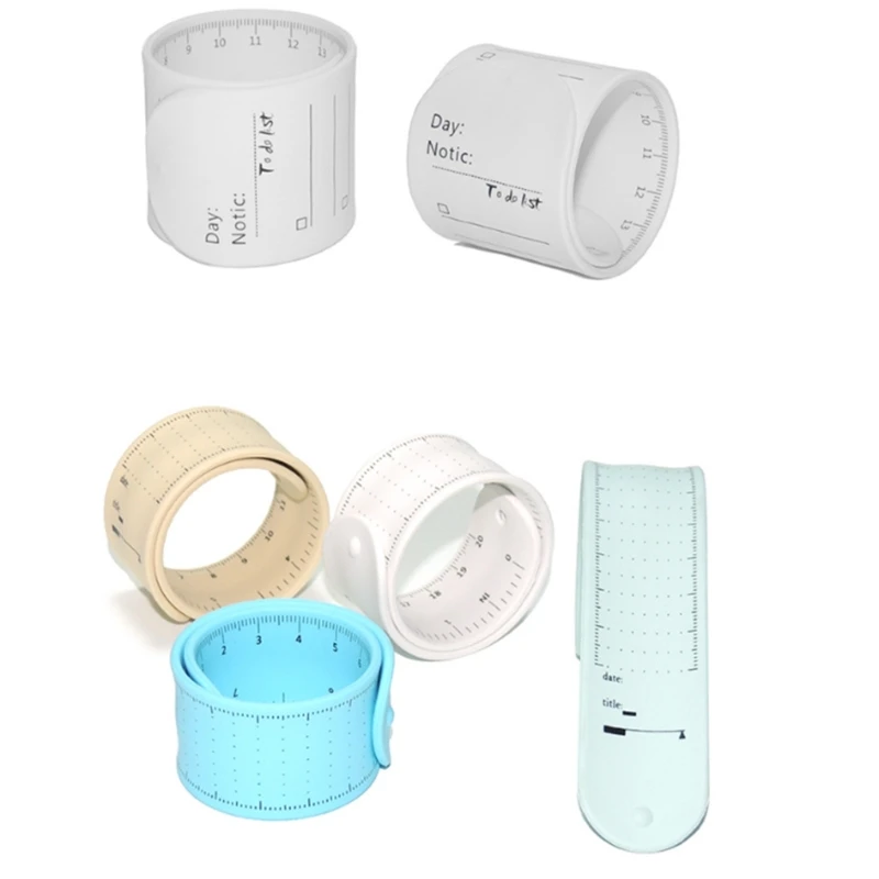 Silicone Memo Wristbands Writable Erasable Slap Bracelet Notepad Reusable Wearable Memo Watchband with Ruler for Adult