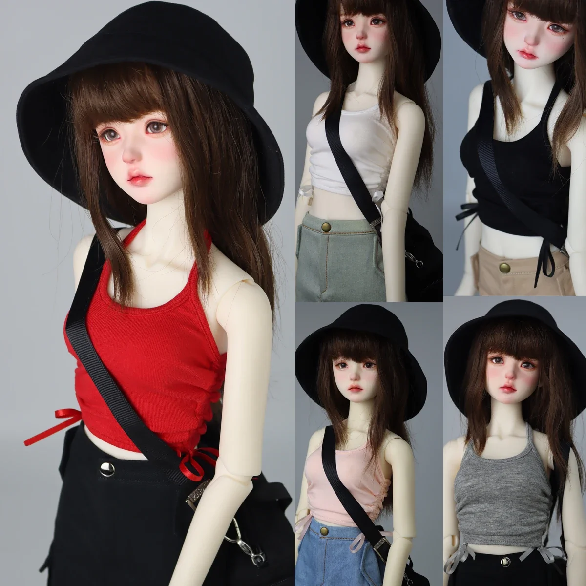 （Customize 30 Days）  1/4 1/3 girl BJD Doll clothes Drawstring neck vest 1pcs