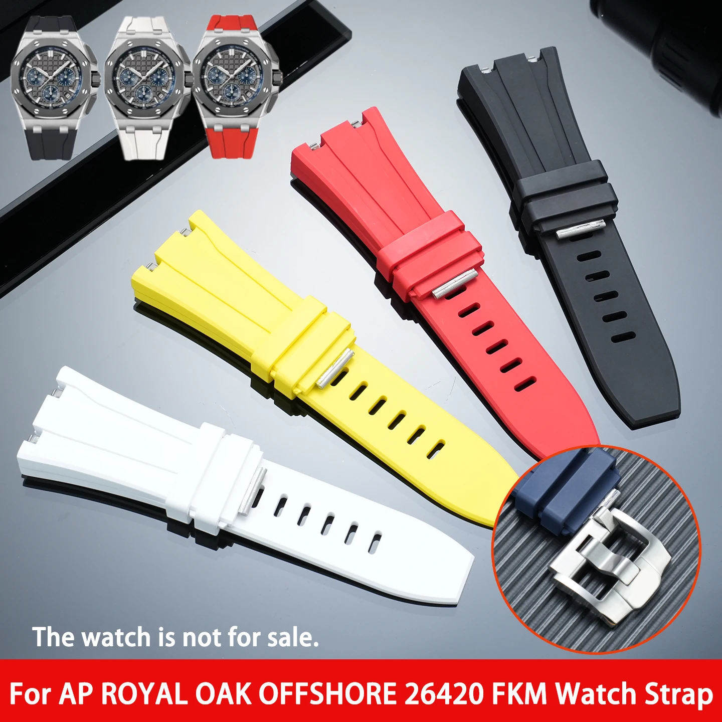 For Audemars Piguet ROYAL OAK OFFSHORE 26420 Fluororubber Watch Strap AP Watch 26420SO/RO Sports Watch Band 26mm Quick Release
