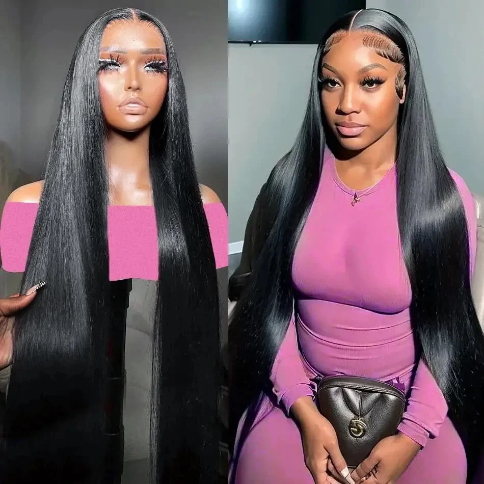 30 34 Inch Bone Straight 13x4 13x6 HD Transparent Lace Front Human Hair Wigs Brazilian 4x4 Glueless Wig For Woman Pre Plucked