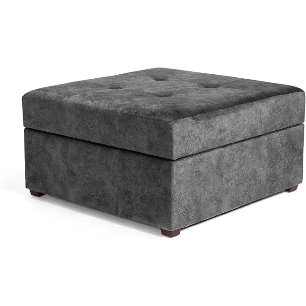 Fabric Storage Ottoman, 28.3" Large Square Ottoman Coffee T…