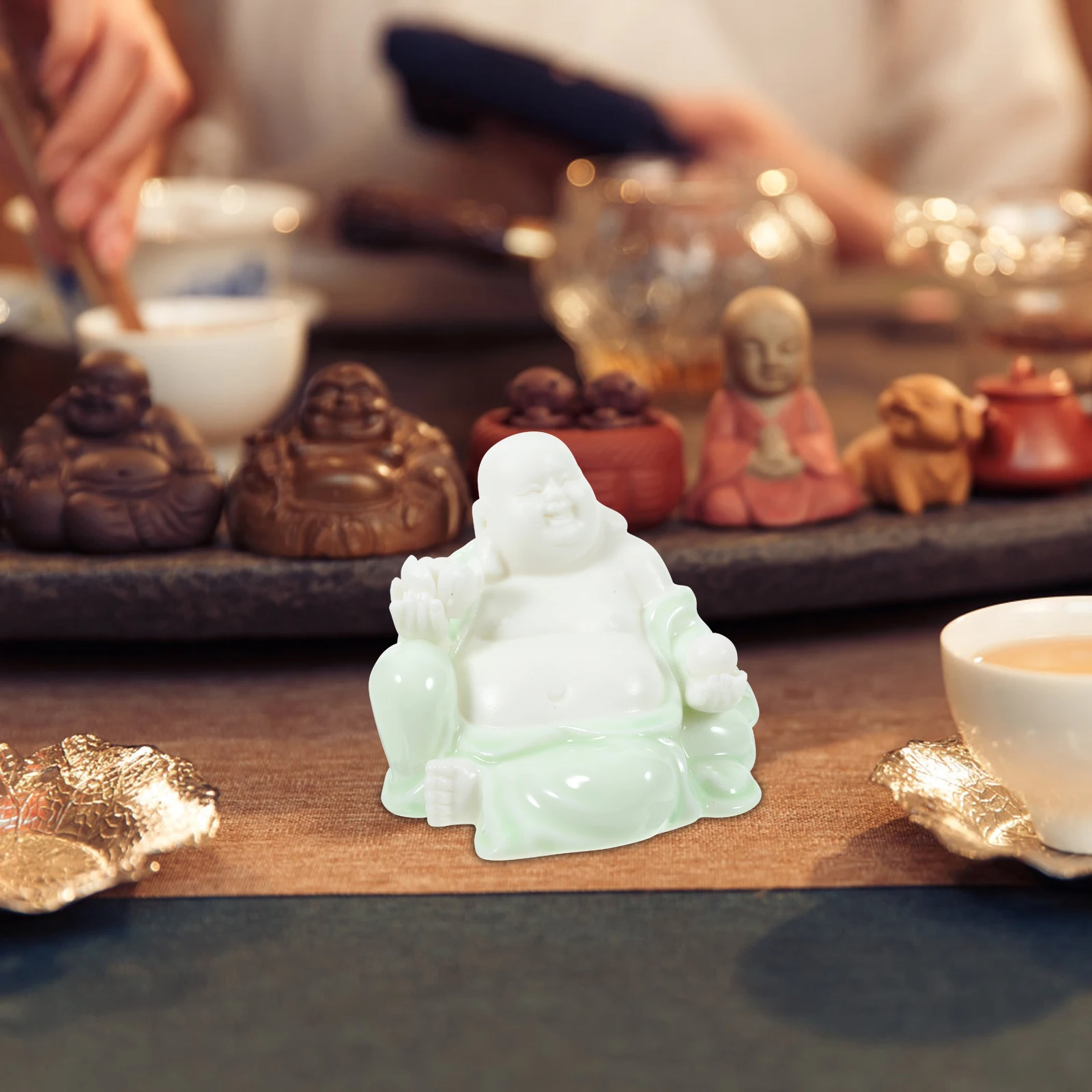

Mini Ceramic Maitreya Buddha Statue for Home Office Desktop Decor Indoor Tabletop Ornament Craft Decoration Gift