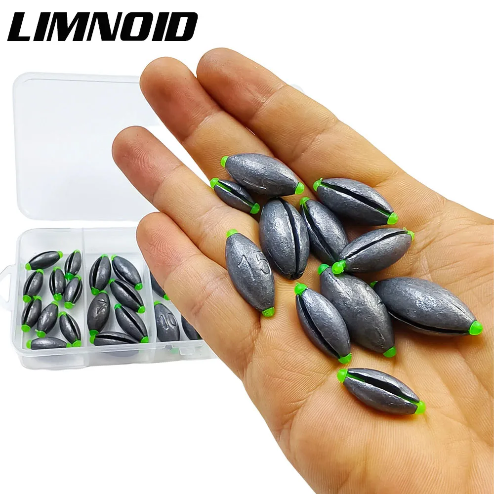 Limnoid 30-teiliges Angelblei-Set 3g-25g Schnell Clip-On Bleigewichte mit Tragbarem Aufbewahrungskoffer für Süß- und Salzwasserangeln