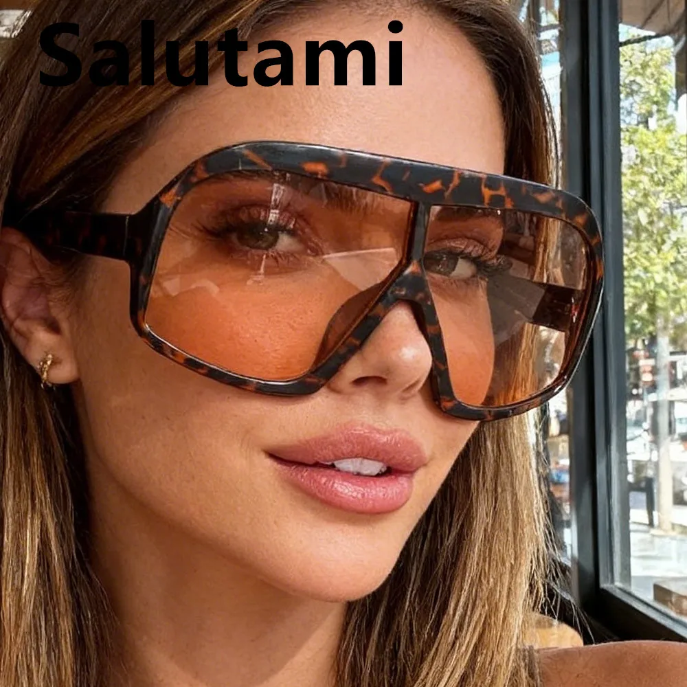 Vintage One-Piece Oversize Shield Sonnenbrille für Damen – Neue Mode Leopard Farbverlauf Sonnenbrillen für Damen – Sexy Fahrbrillen UV400 – Detail 2