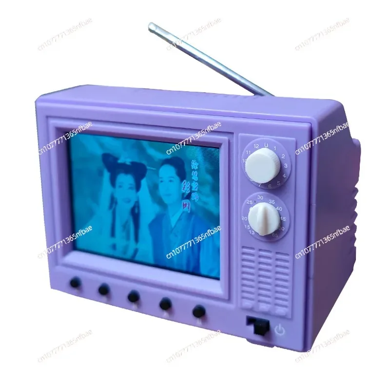 Mini Retro TV 2.4 Inch, Real Working Tiny Television, Portable Player Support U Disk Insert for Miniature Scene