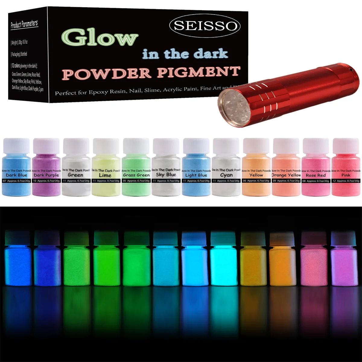 

20g Yellow Glowing Luminescent Powder Phosphor Powder,DIY Nail Enamel Powder Glow Powder,Nail Glitter Decoration Pigment