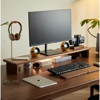 Desktop Height Increase Laptop Stand Black Walnut Computer Table Multi Functional Monitor Holder Stable Durable Desk Organizer