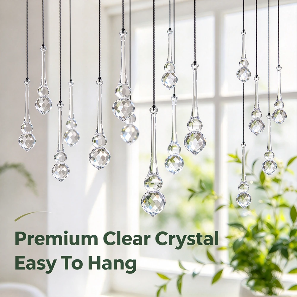 Clear Crystal Gourd Suncatcher Faceted Waterdrop Pendant Rainbow Maker Chandelier Parts Window Garden Christmas Tree Decor