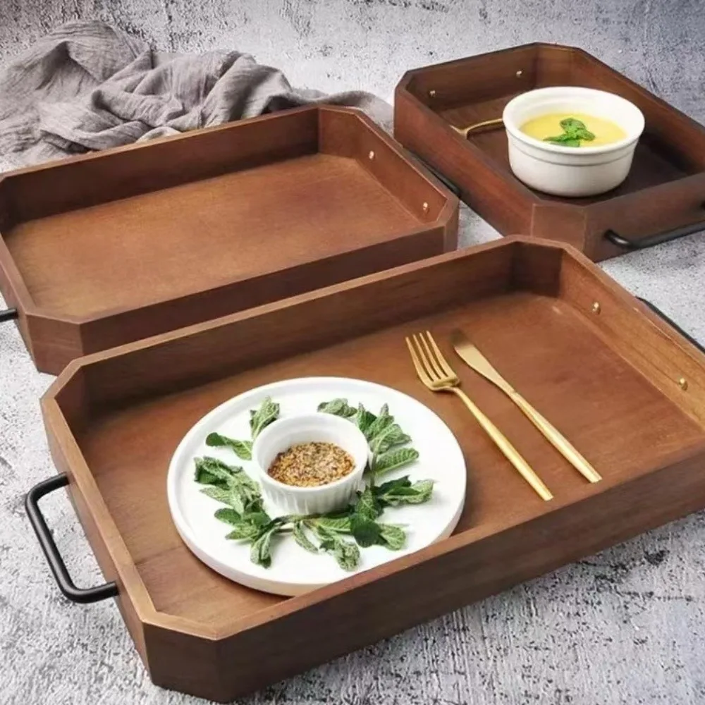 

Food Trays Vintage Wooden Pallet Large Capacity Elegant Bread Tray Exquisite Coffee Trays Kitchen