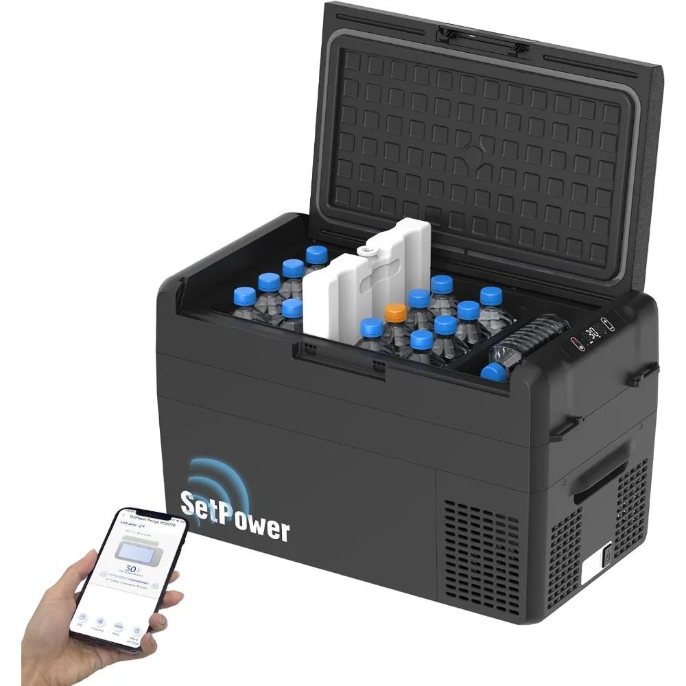 

RF25 12V Refrigerator 27 Quart Portable Electric Cooler for Vehicles Car Freezer With 12/24V DC Car Refrigerator 12V Portable F
