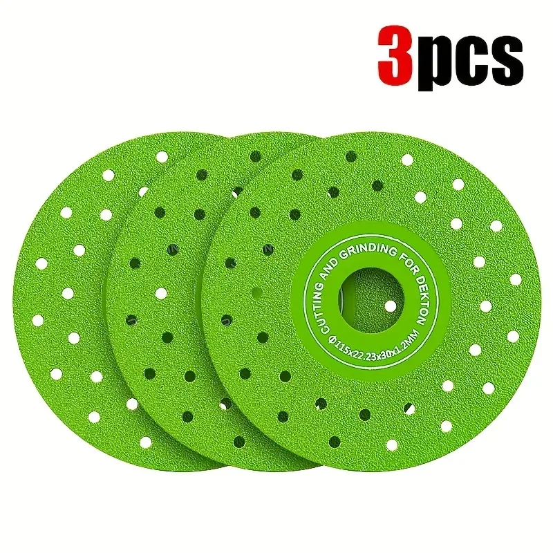 3pcs 4.5 Inch Porous Diamond Grinding Blade Brazed Dual Use for Rock Plate Marble Ceramic Tile Cutting Trimming