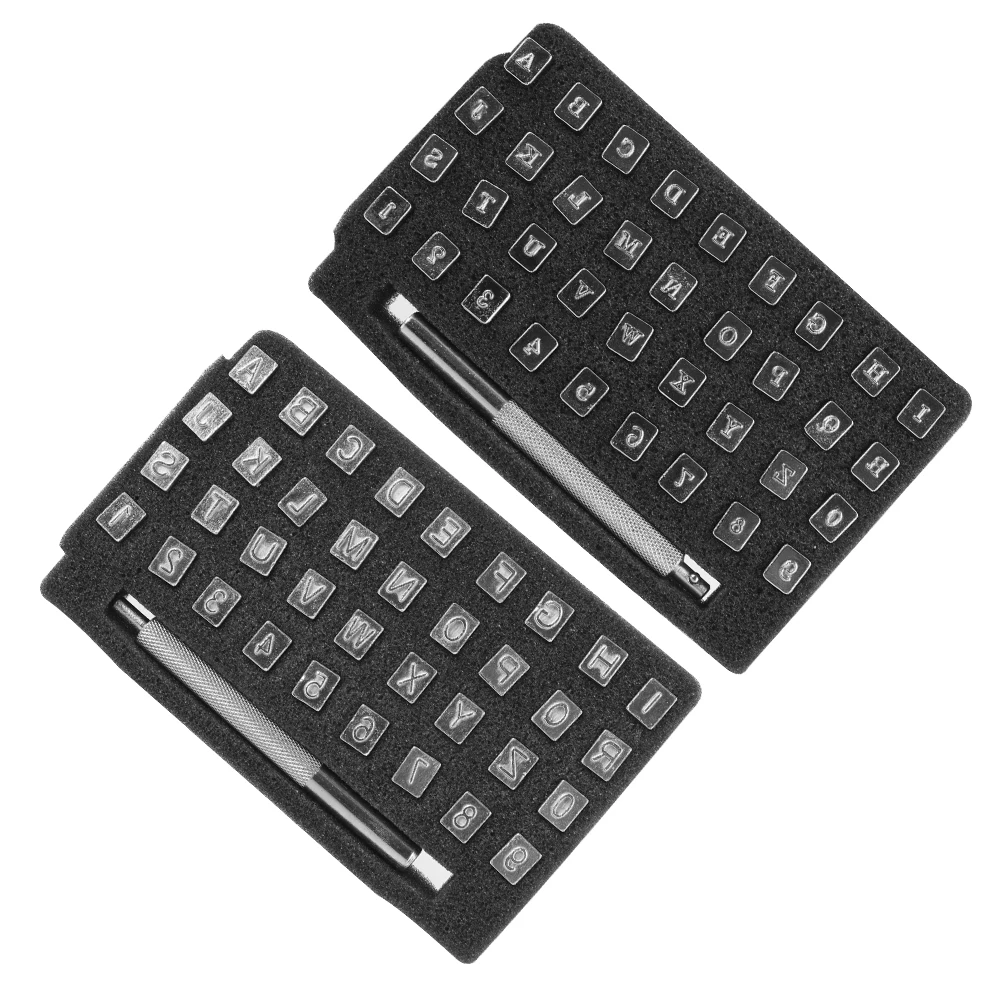 الجلود صياغة أداة ختم لكمة مجموعة الجلود ختم أداة 26 كابيتال رسالة + 10 عدد 33 قطعة/37 قطعة مجموعة ختم الأبجدية