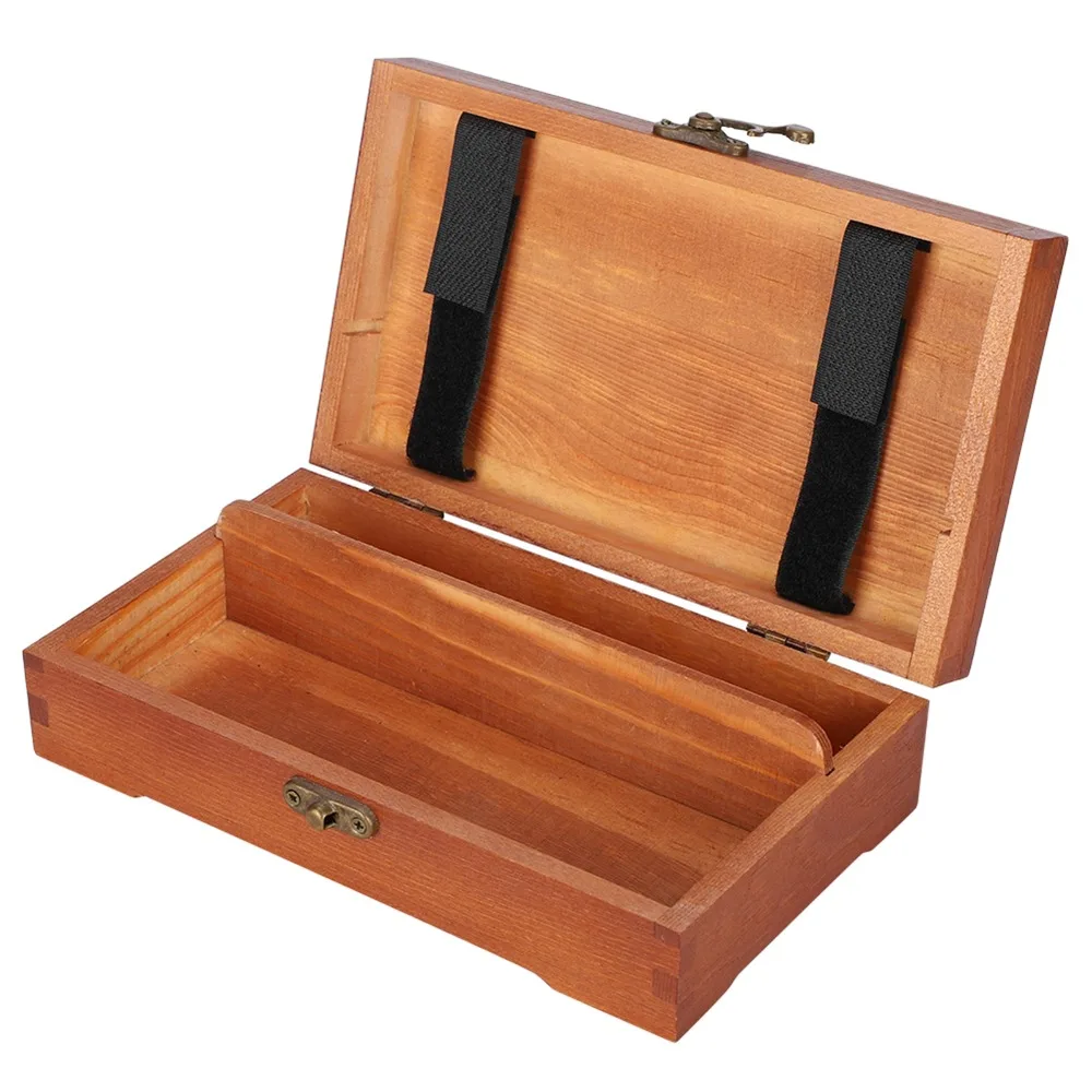 1PCS Solid Wood Material Wooden Storage Box Hinged Lid Design Lockable Closure Pencil Storage Case Jewelry Organizer Box