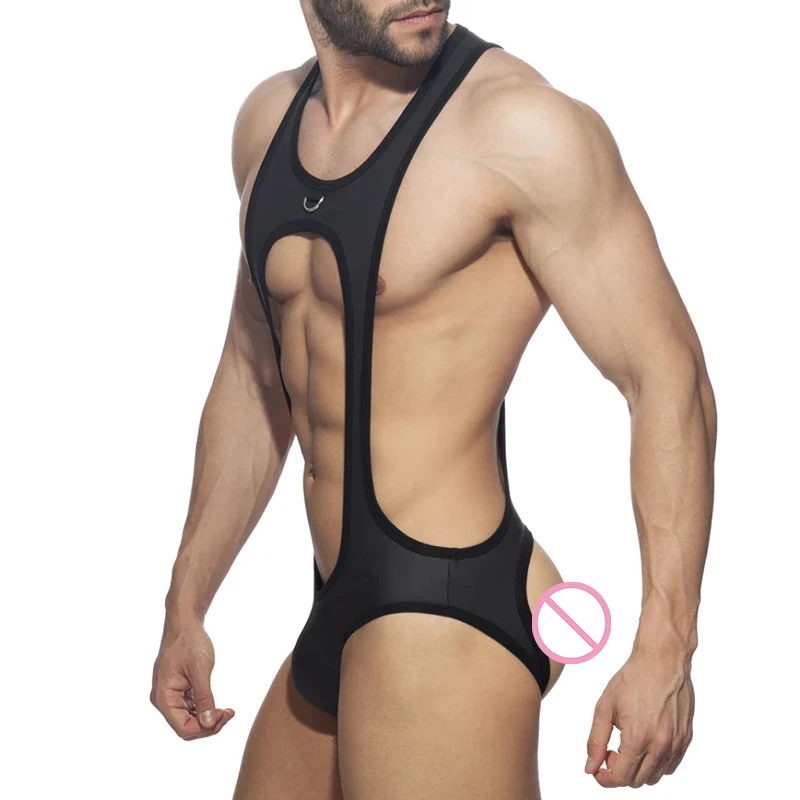 Lingerie Men Undershirts Thongs Jockstrap Penis Pouch Underwear Briefs One-Piece Singlet Bodysuits Exotic Backless Gay Jumpsuits