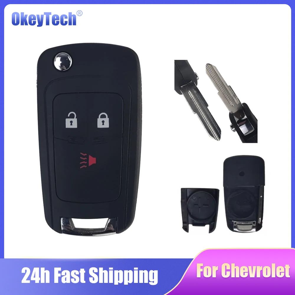 Okeytech 3/2+1 Buttons For Chevrolet Spark 2012 2013 2014 2015 2016 Remote Car Key Shell Case Replacement Flip Folding Car Key