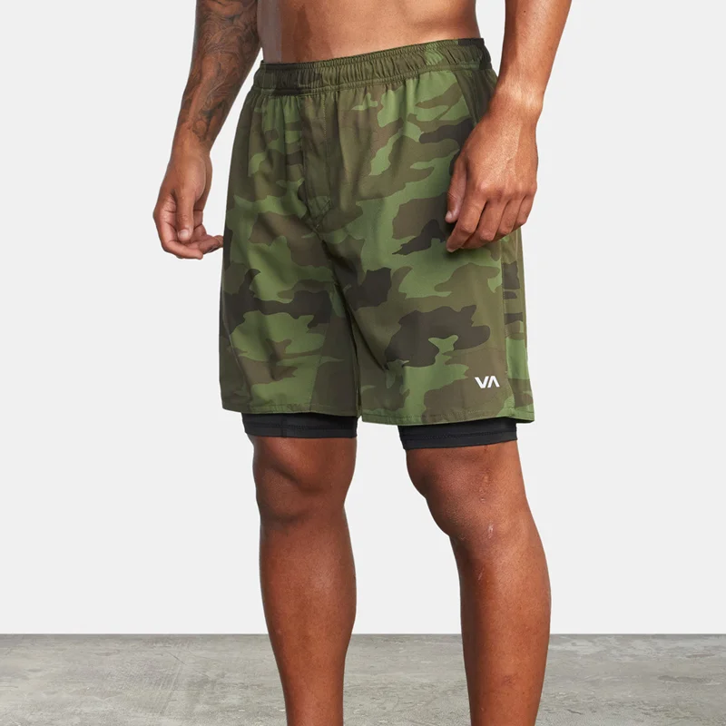 Pantalones cortos de camuflaje 2 en 1 para hombre, Shorts elásticos, transpirables, para entrenamiento, gimnasio, culturismo, novedad de 2022