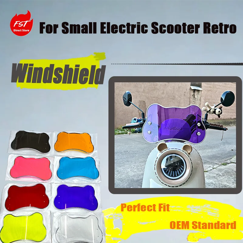 

Vintage Style Windshield for Small E-Bike And Scooter Decorative Windproof Rain Shield Bike Accessory