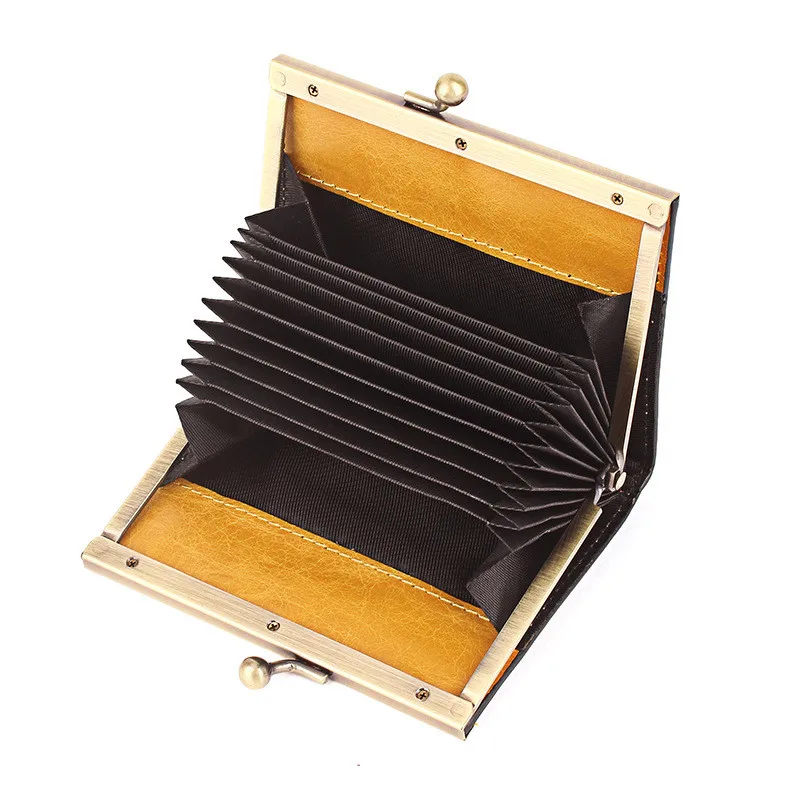 2022 Genuine Leather Vintage Oil Wax Women Men Wallets Female Coin Money Purse Bag Hasp Clutch Organ ID Credit Card Holder Clip