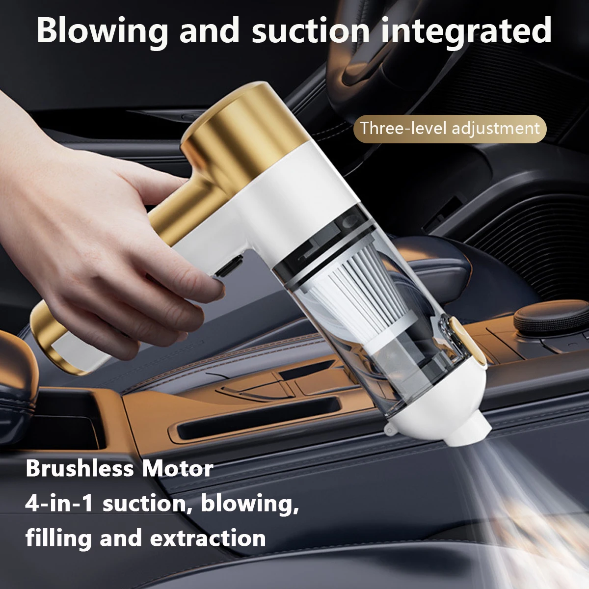 

Car mounted wireless vacuum cleaner with integrated blowing and suction, deep cleaning, blowing, filling, and suction 4-in-1