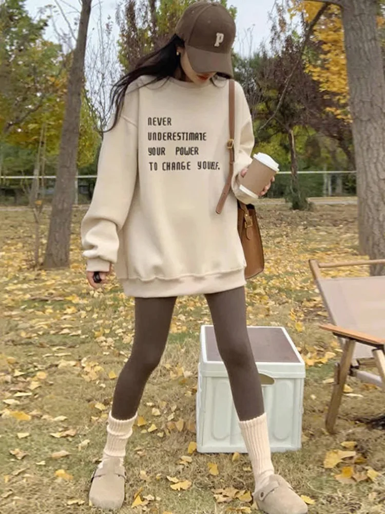 

Ретро-американский женский свитшот 2026 года, осенне-зимняя свободная модель оверсайз, дизайнерская верхняя одежда, цвет охры, без капюшона