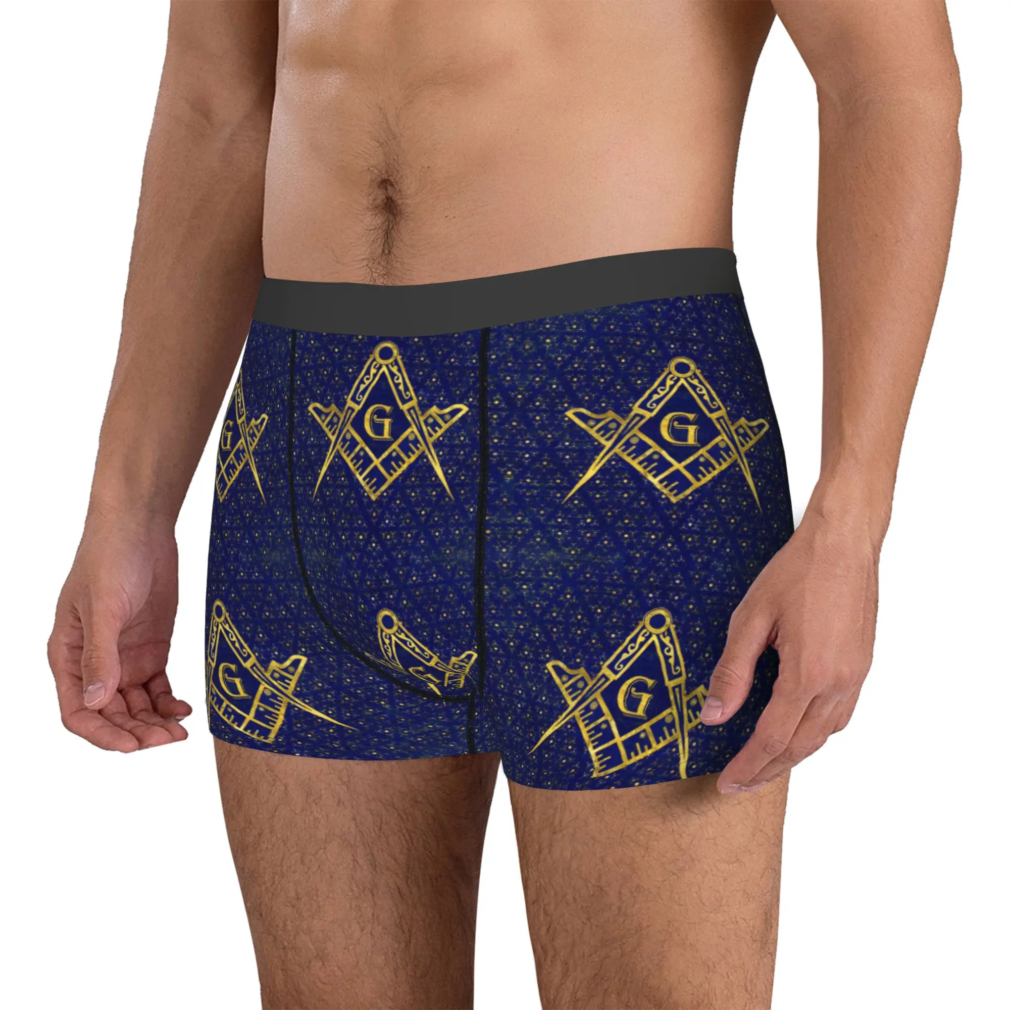 Freemasonry Symbol Boxers Shorts Men's Masonic Mason Freemason Briefs Underwear Fashion Underpants