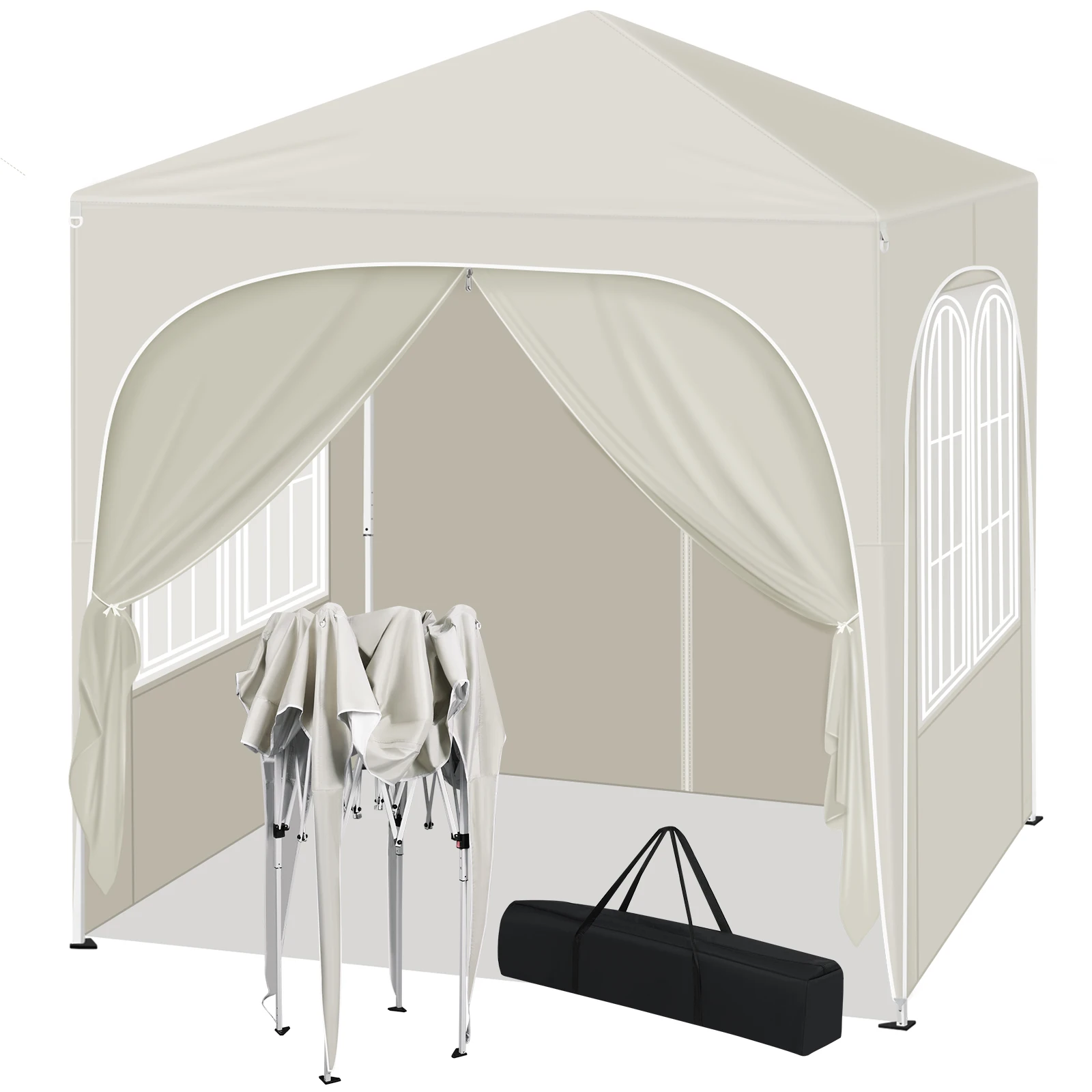 WOLTU Gazebo de jardin pliant 2x2m Pop-up-Pavillon Protection UV avec parois latérales Pergola étanche à hauteur réglable pour l'extérieur
