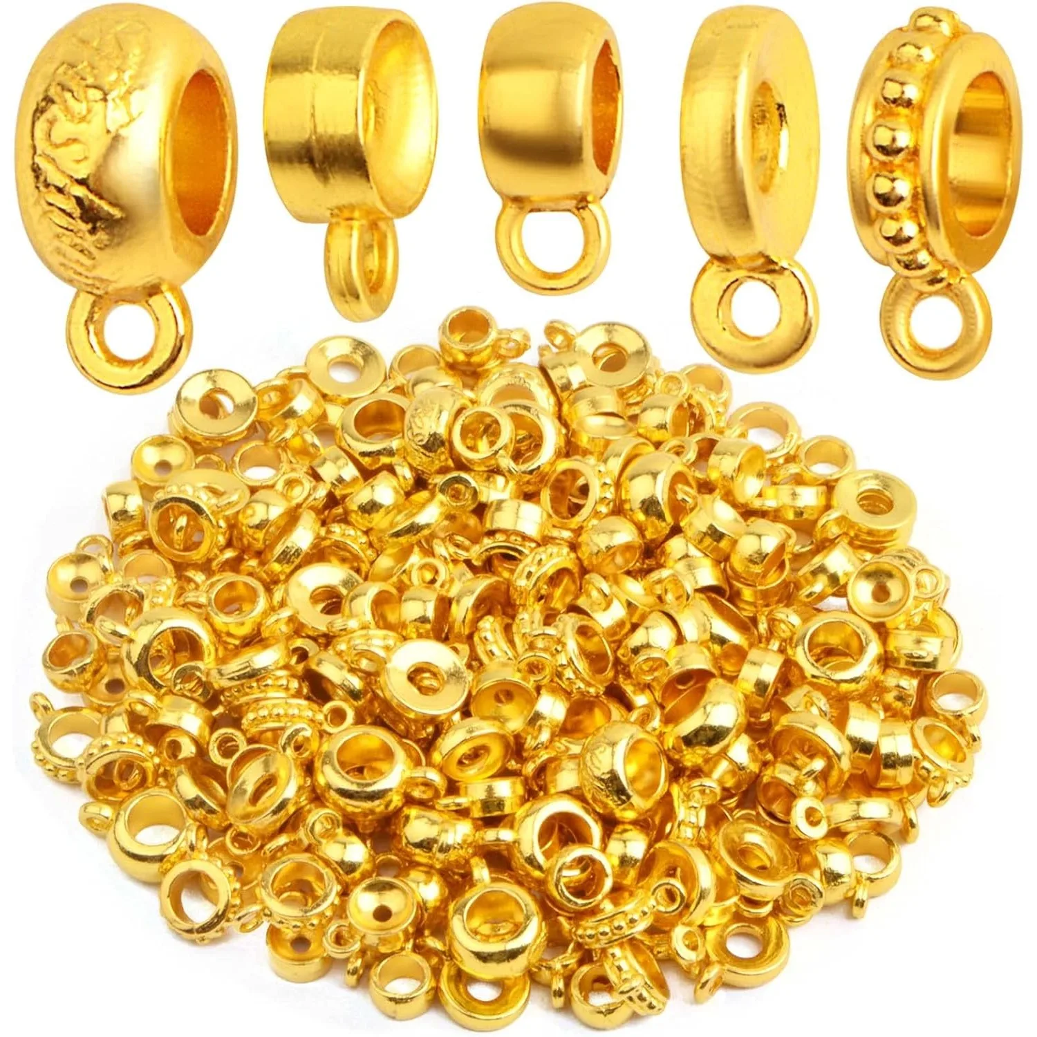 

100 Gram Bail Tube Beads Alloy Bail Beads Connectors Rondelle Spacer Bead Hanger Links for DIY Bracelet Jewelry Making