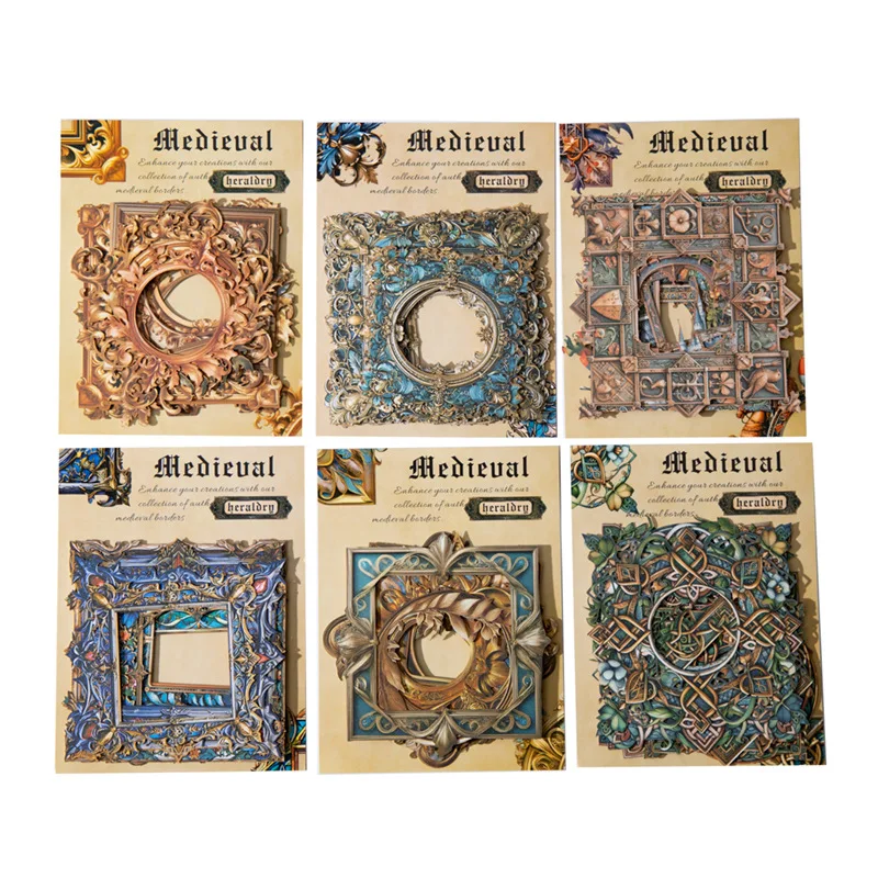 1pack/2pack Creative Base Layer Toolkit Medieval Series with 6 Durable Cardstock Frame Stickers for Collage